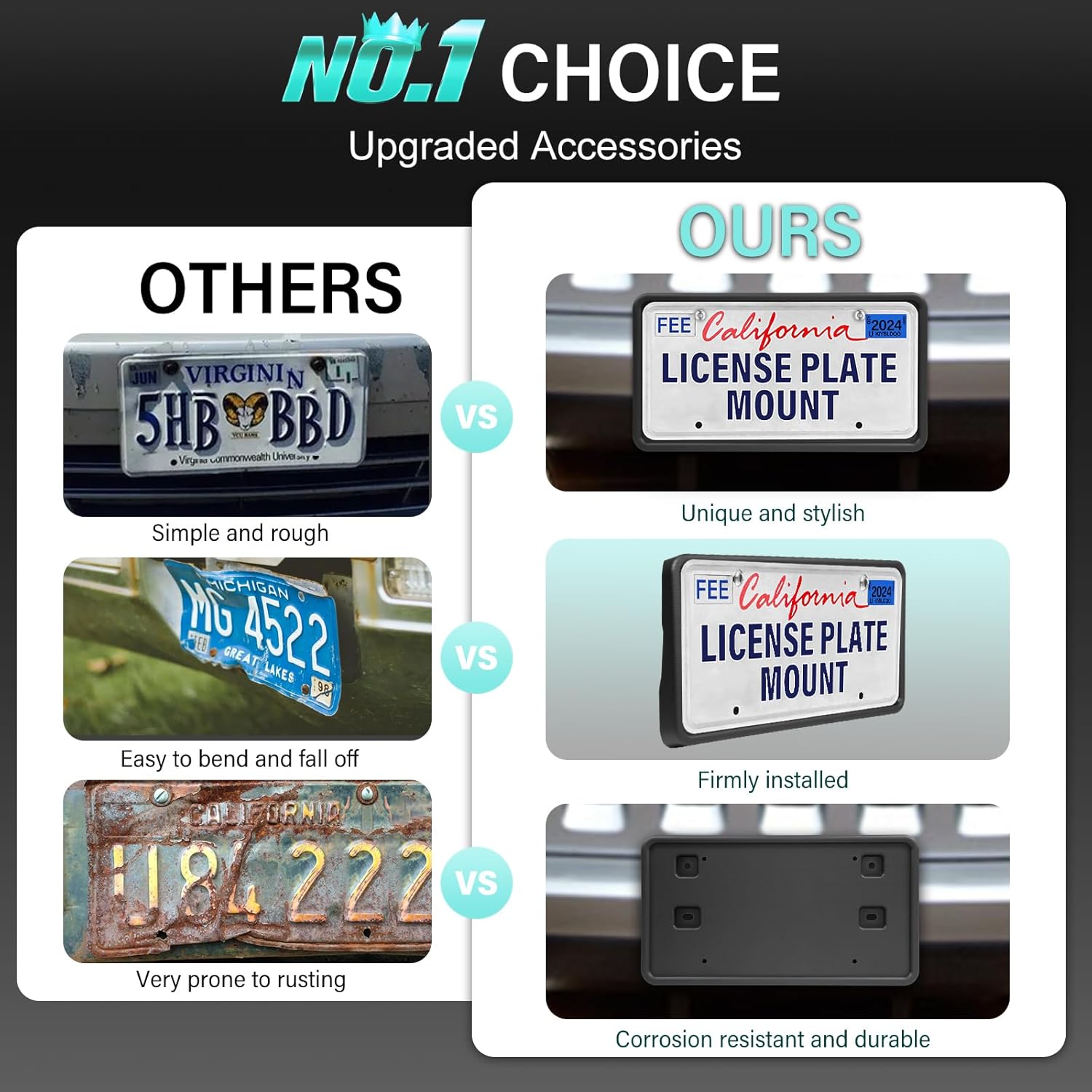 Quick Install Front License Plate Holder Compatible with Jeep Patriot 2011-2017 ABS License Plate Mounting Bracket Replacement Frame with Screws, Durable Car Accessories Upgrade