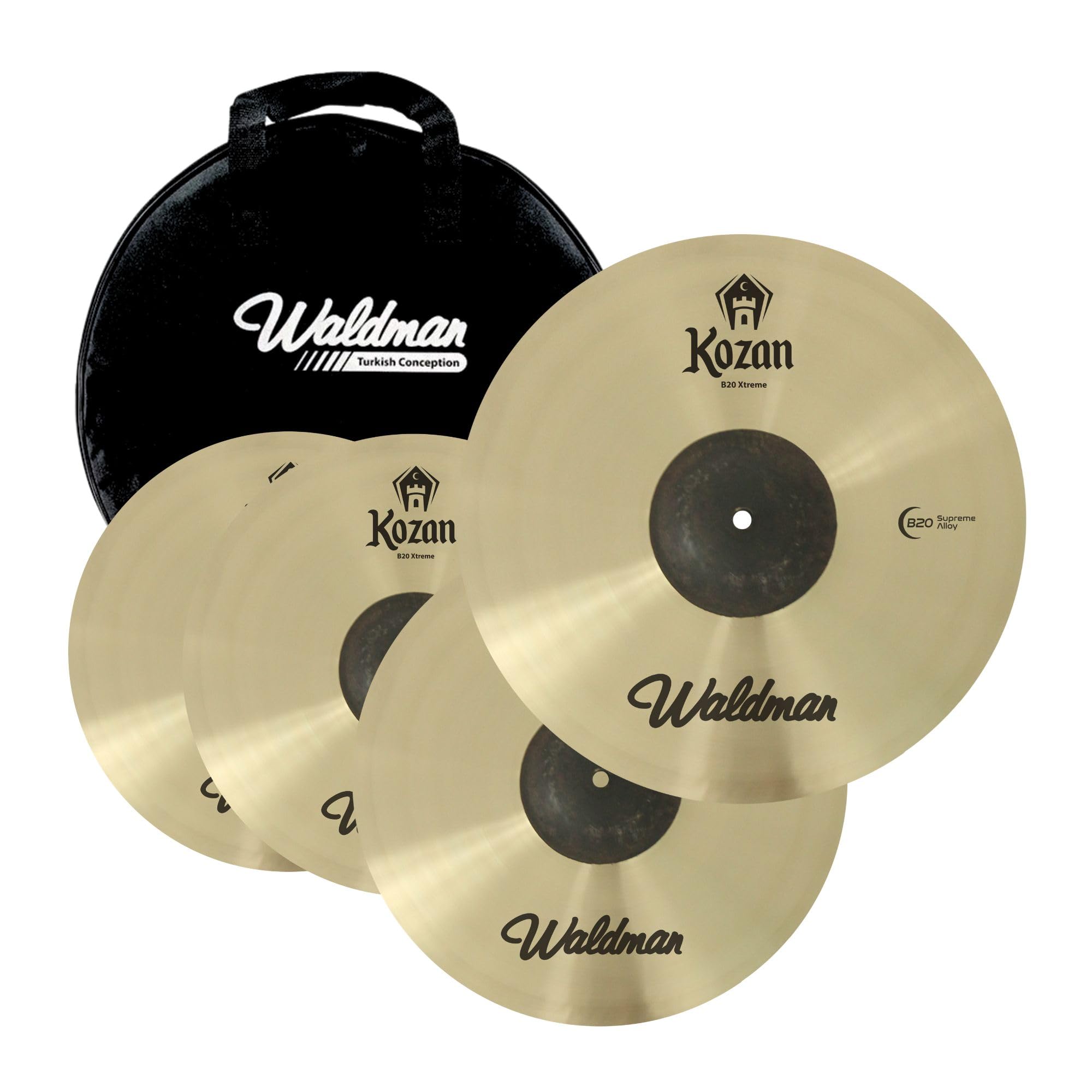Kit de Pratos Para Bateria Waldman Kozan B20 14 16 20 e Bag