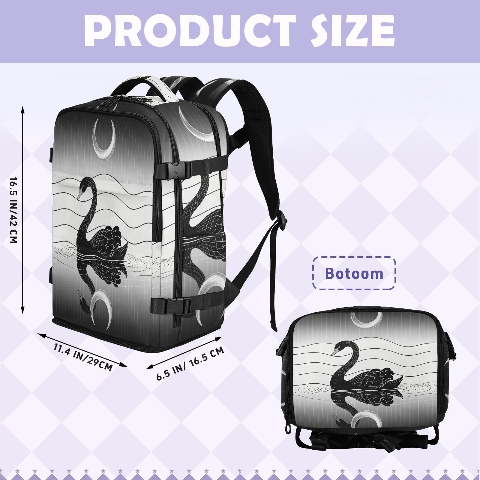 Plecak podróżny niezbędnik podróżny do samolotów 20 l | Stylowa torba nauczyciela czarny łabędź srebrna torba na laptopa 16 cali dla kobiet praca mochilas para la escuela 20L