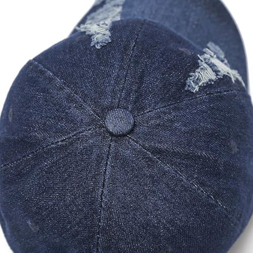 Vintage Distressed Jean Hat, Light Acid Washed Denim, Adjustable Clip For Universal Fit (Blue) #TOP3