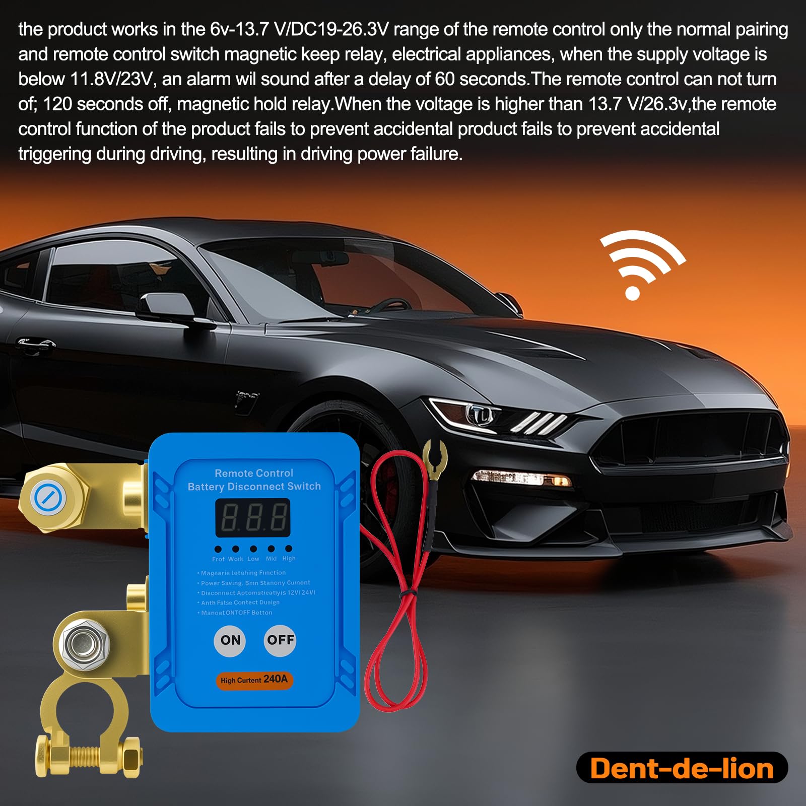 Disjoncteur de Batterie Télécommandé Sans Fil 12V/24V, 240A, Interrupteur de Coupure Antivol Anti - Fuite Voiture Camion Batterie, Interrupteur D'arrêt Automatique pour Voiture, RV, ATV, Bateau.