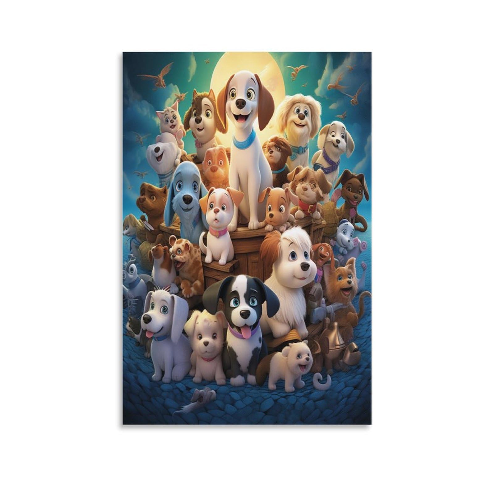 Décoration murale chiots 50x75cm pour grand mur vide