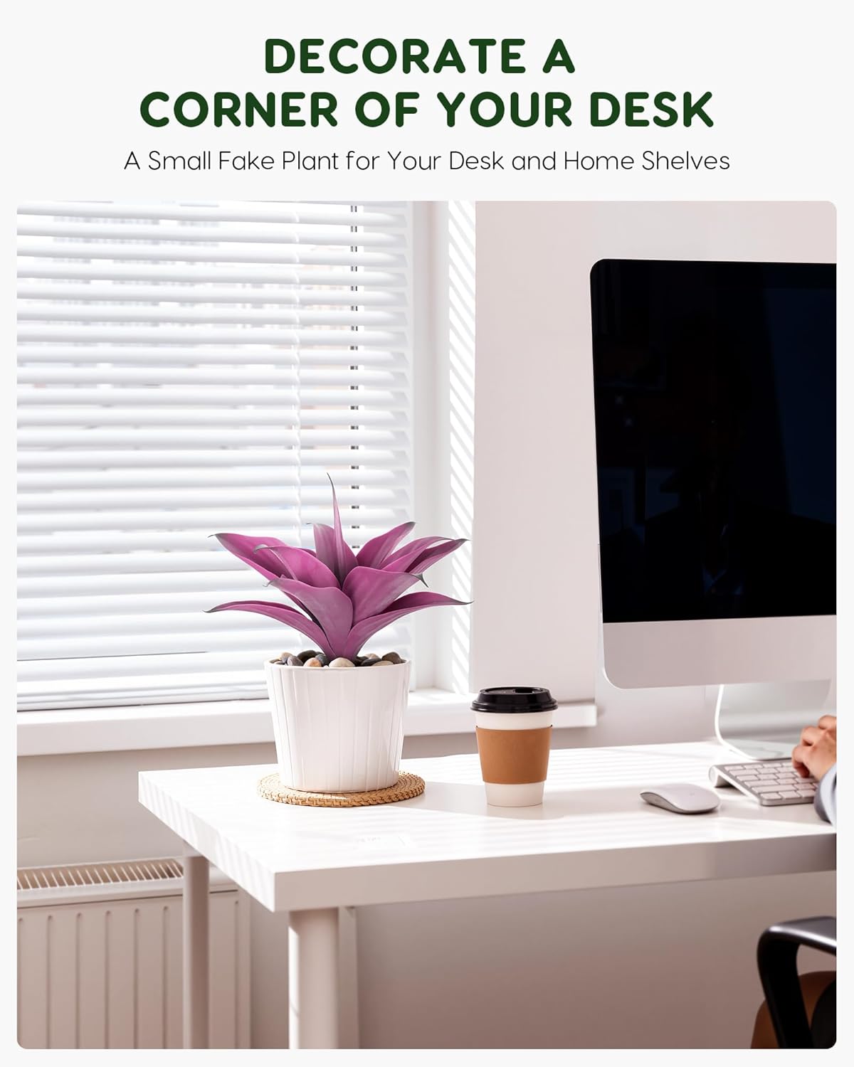 Velener 14 Inch Artificial Agave Plants, UV Resistant Fake Outdoor Plants, Small Faux Plants for Indoor Decor(Purple)-2 Pack