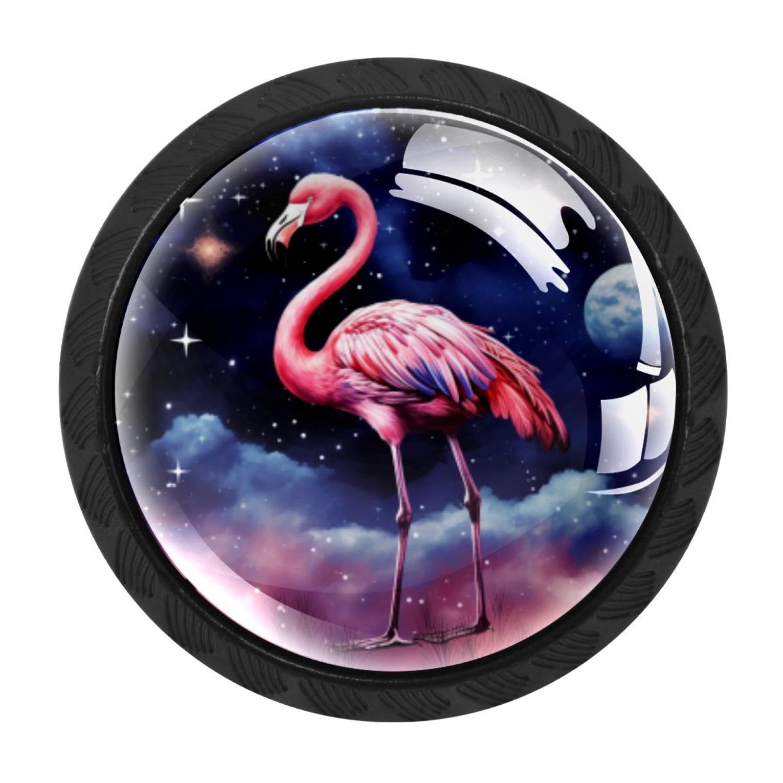 CHENZZZZ 4 Pack Starry Flamingos Drawer Knobs Cabinet Knobs Crystal Glass Knobs Pulls Handles for Kitchen Cabinet Hardware Cupboard Door Dresser Wardrobe Home Decor