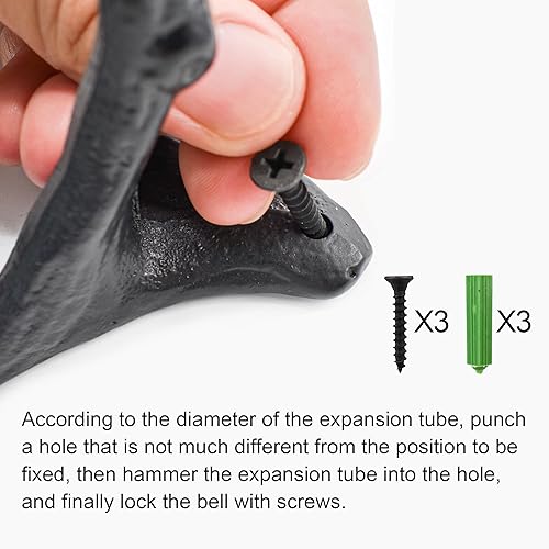 Miniatura 3 de MrMrKura Campana de cena vintage de hierro fundido con bonito pájaro, campanas colgantes adorno a superficie montada en la pared con cuerda para