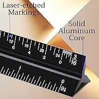 Vista 2 de Regla de escala arquitectónica, escala de arquitecto imperial de 12 pulgadas, regla de escala de ingeniero de aluminio para planos, reglas de escala