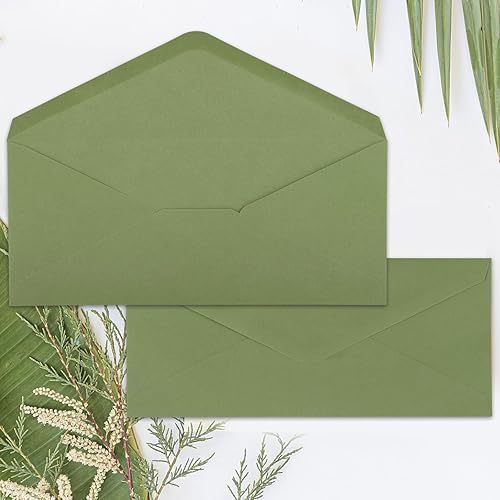 Miniatura 7 de Whaline Juego de 50 sobres de invitación A7, color verde salvia, sobres para tarjetas de felicitación, sobres con solapa en V, fundas para tarjetas