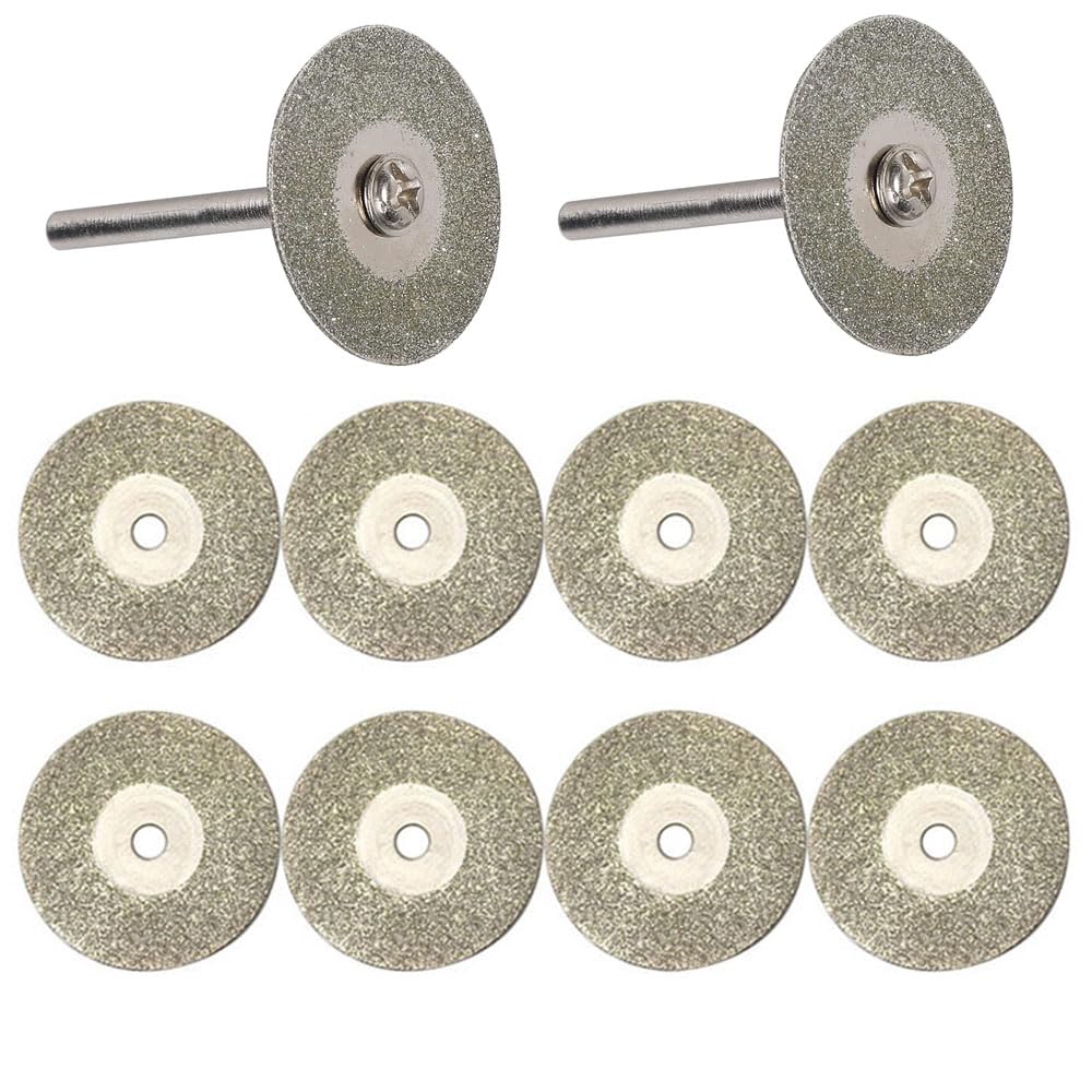 BIUTEFOR 丸穴ミニダイヤモンドカッター 直径30mm 10枚入り+3mm軸2本 ミニルーター/ルーター/リューター用 シルバー/リューター用