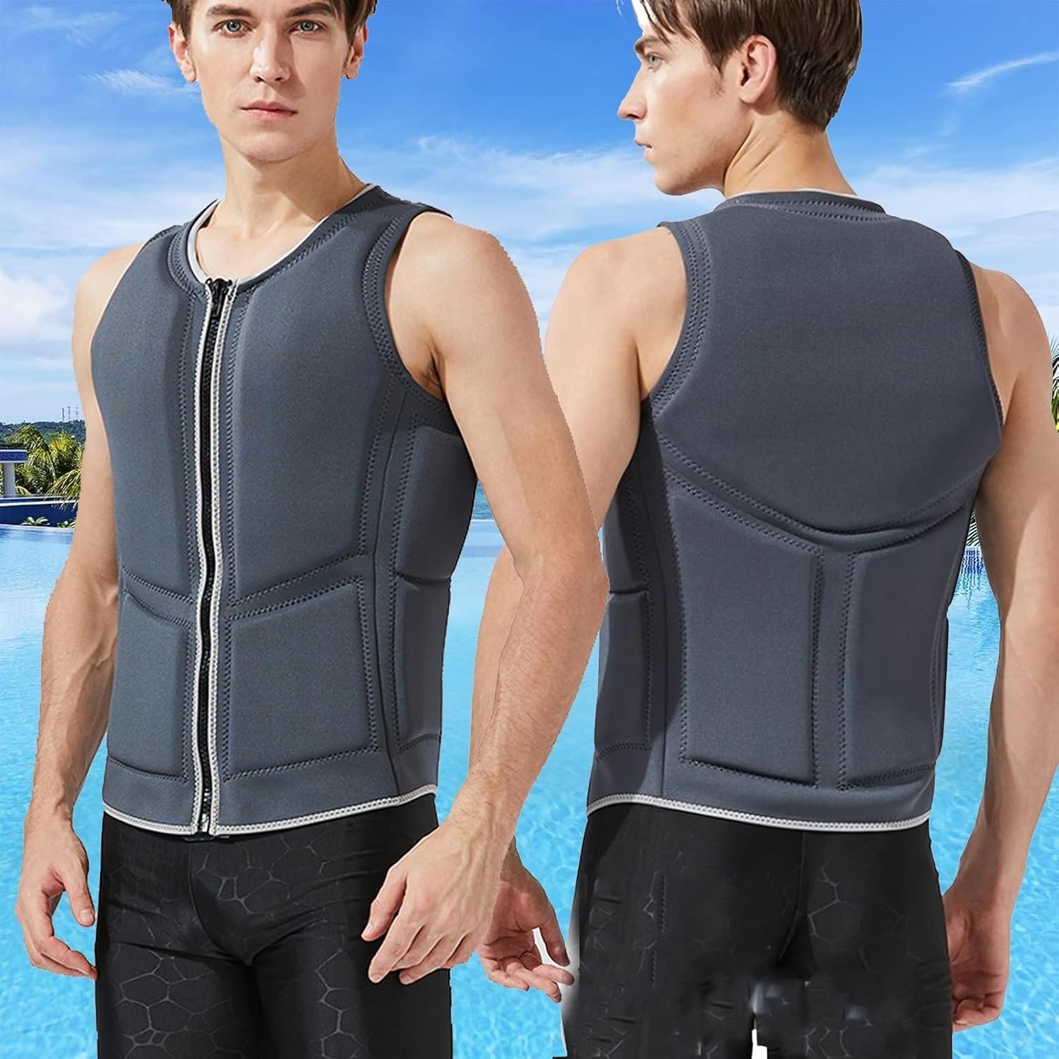 Professional Water Sports Vest, High Buoyancy Floating Gear, Neoprene Slim Fit Snorkeling Aid for Men Women, L-3XL Adults