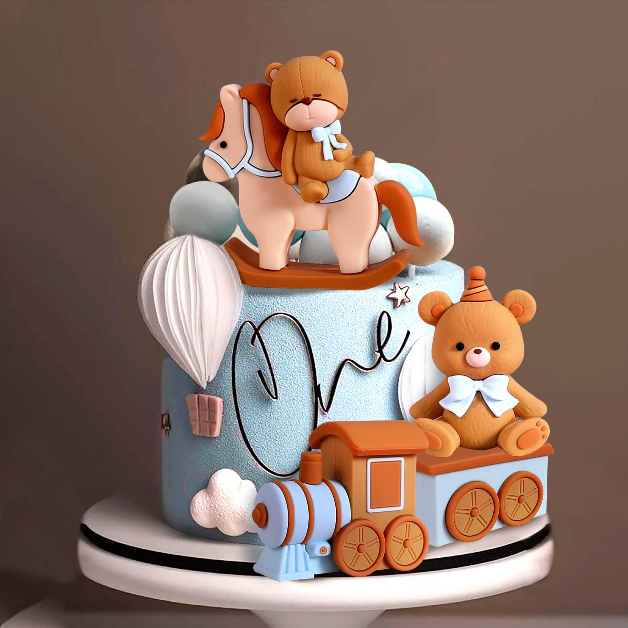 Roaring Good Time Bolas Azules Oso Decoración de Tarta Babybear Babyshower Cake Topper Osos Tren Cumpleaños