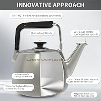 Vista 9 de Tea Kettle, Whistling Stovetop Tea Kettle, Large Capacity Teapot Suits for All Heat Source, Professional Fast Heat Technique Teapot with Thick Body
