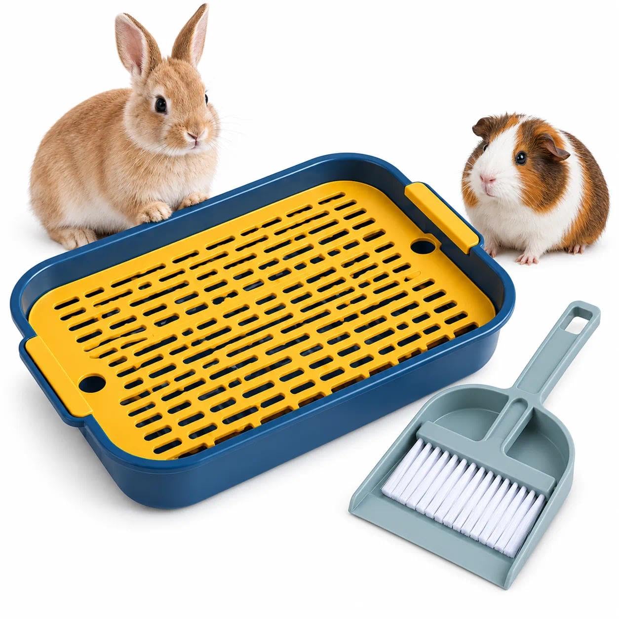 1 Set Rabbit Litter Tray, 27 x 18.5 x 4cm, 2-Tier Deep Blue