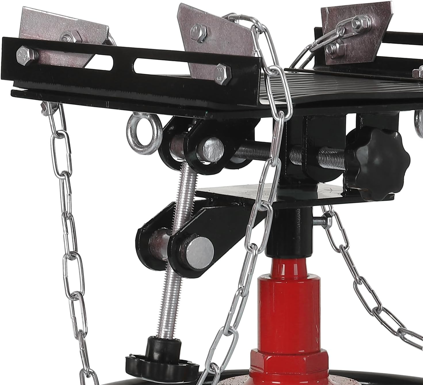 1100lbs Transmission Jack - Hydraulic Efficiency, Superior Support, Unmatched Mobility, 33.8"-72.8" High Lift,1/2 Ton Capacity 2 Stage Adjustable Hydraulic Telescopic Transmission Jack red
