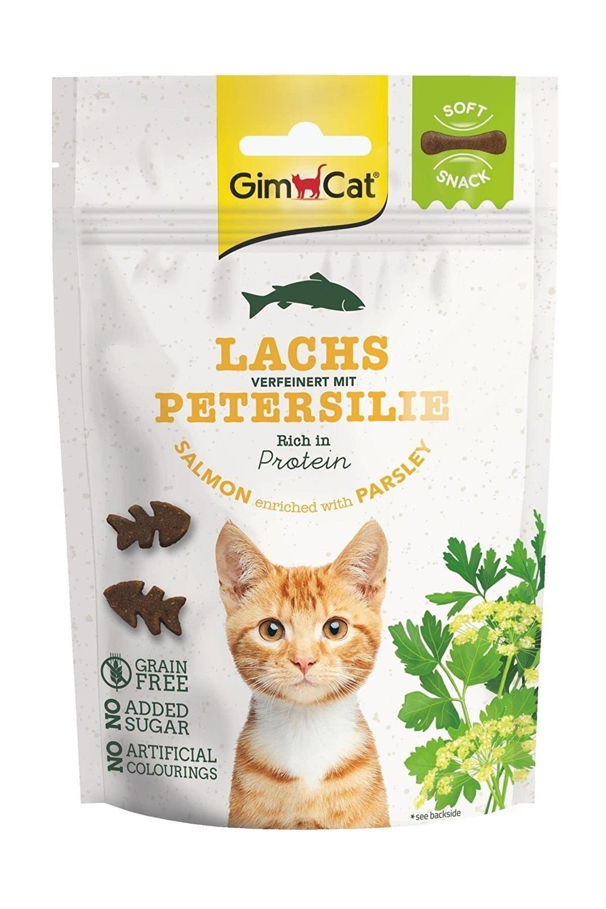 GimCat Soft Snacks salmón con perejil - Golosina para gatos blanda, rica en proteínas y sin azúcar añadido - 1 bolsa (1 x 60 g)