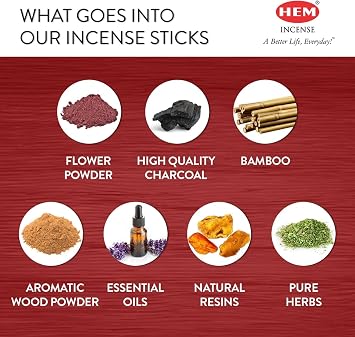 HEM Frankincense Incense Sticks Pack of 6 (120 Sticks) – Natural Resin Aroma for Meditation, Spiritual Use & Aromatherapy – Includes JRose Wooden Incense Holder – Relaxation Gift Set