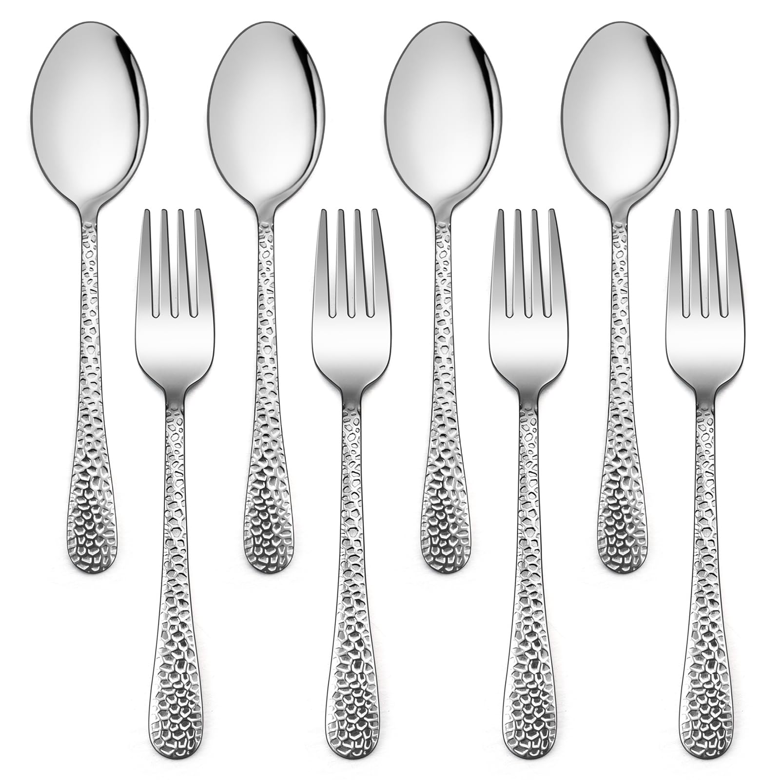 LIANYU 8-Piece Toddler Silverware Set, Includes 4 Spoons and 4 Forks for Kids, Stainless Steel Kids Utensils Children Flatware Set, Child Preschooler
