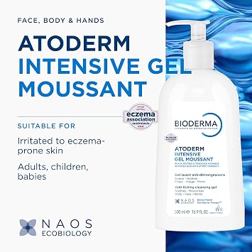 Bioderma Atoderm Intensive Foaming Gel - Ultra Soothing Body Wash, Hydrates & Protects Very Dry, Sensitive & Eczema Prone Skin, 500ml