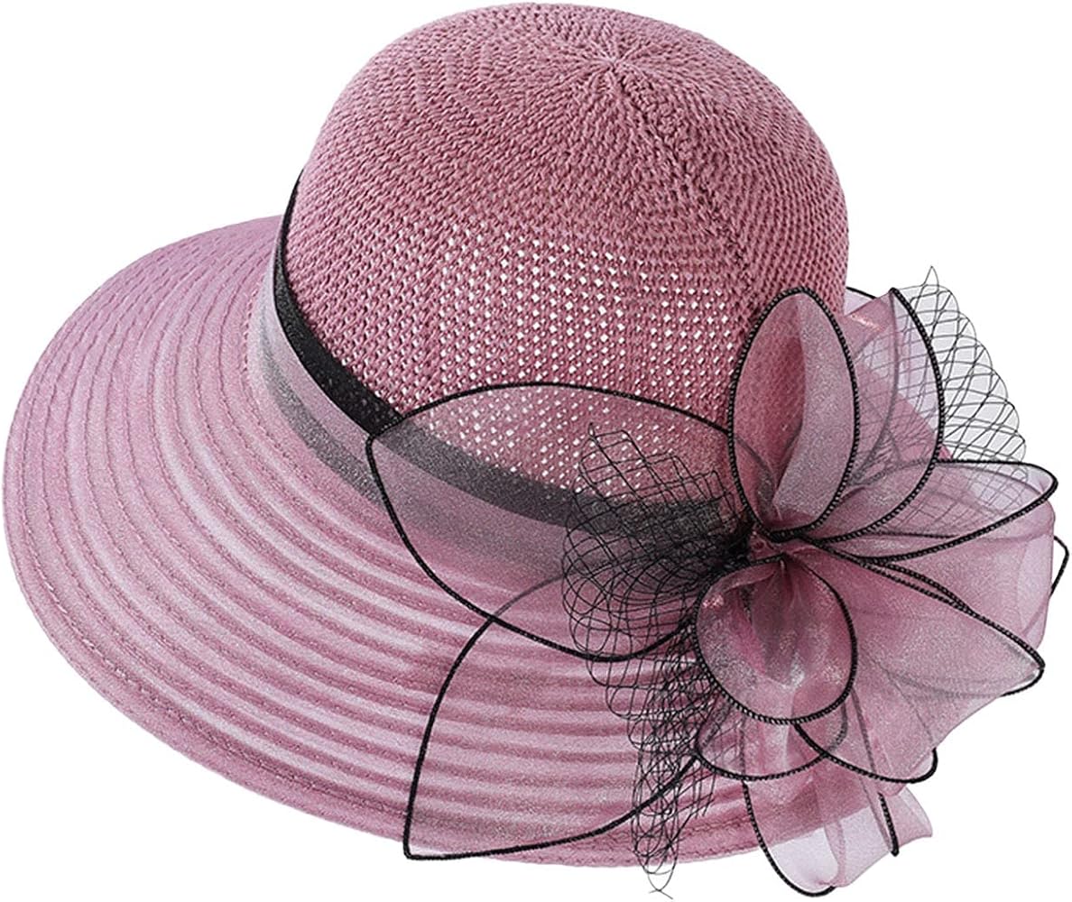 Women Organza Hat, Fascinator Hat Purple Vintage Organza Bucket Hats for Women Summer Sun Hat Fashion  main image 2