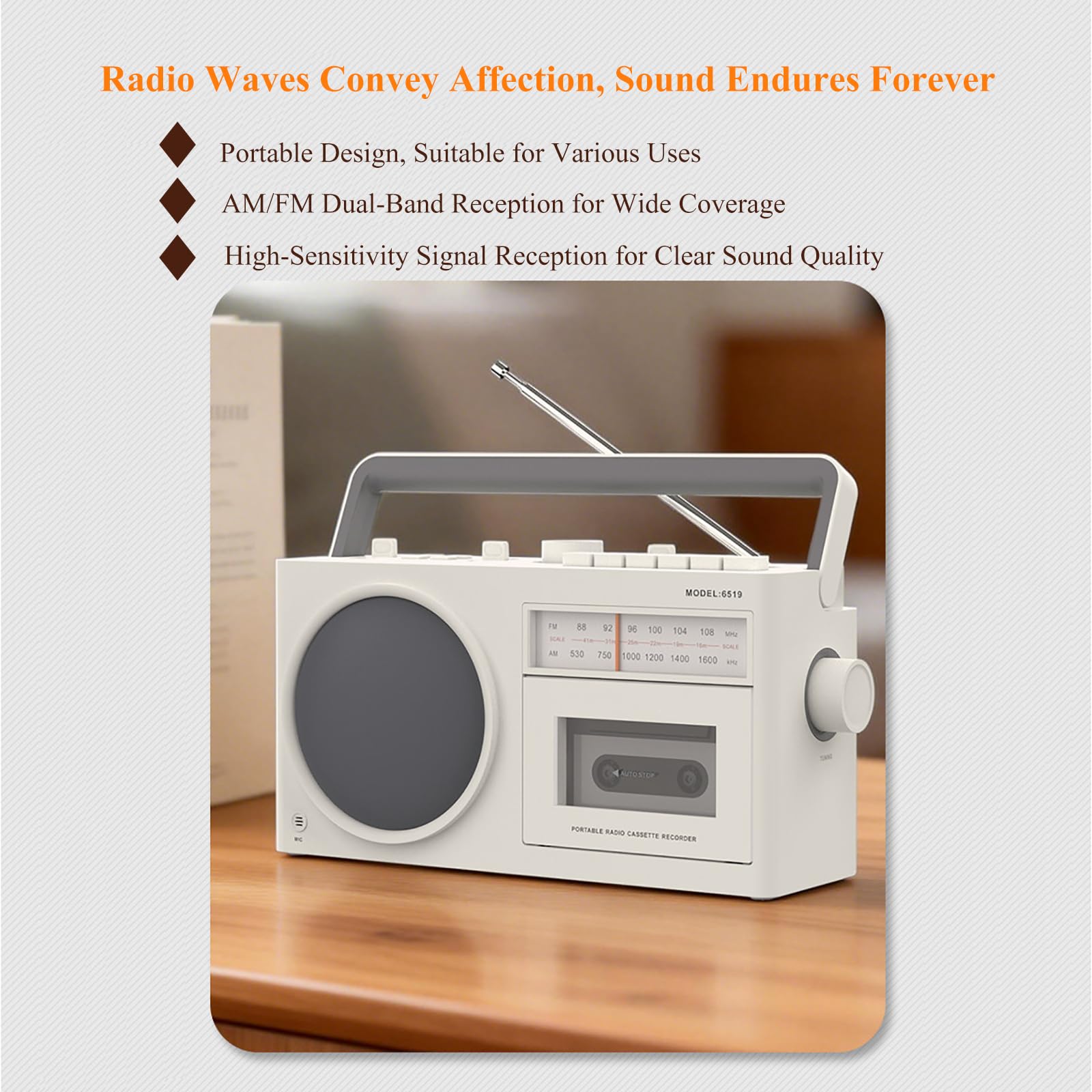 Lettore di cassette Bluetooth, radio e registratore nostalgici, riproduzione USB, trasferimento di cassette, supporta formati MP3/WMA/WAV per la riproduzione e la registrazione di musica
