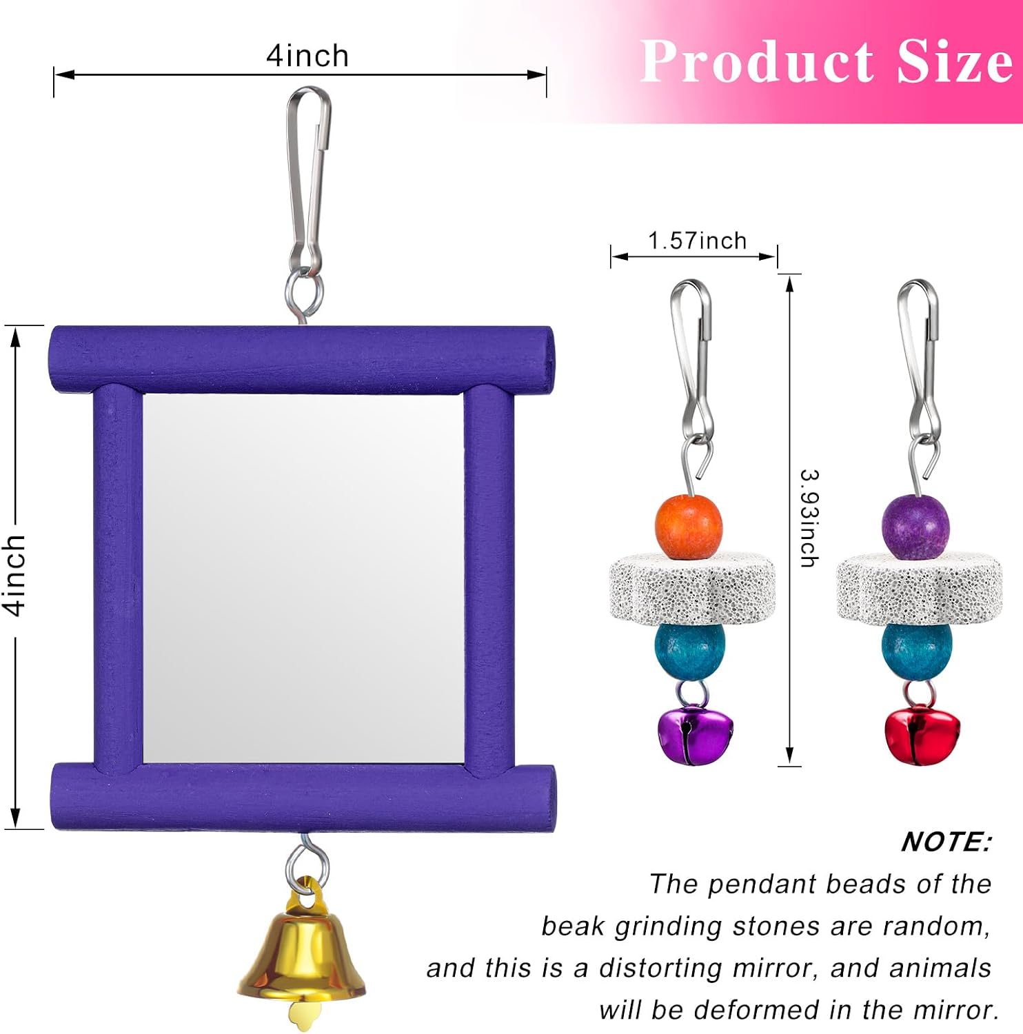 Sumind 2 Pcs Chicken Mirror Toys, Red,Purple, 3.94 x 3.94 Inches image 2