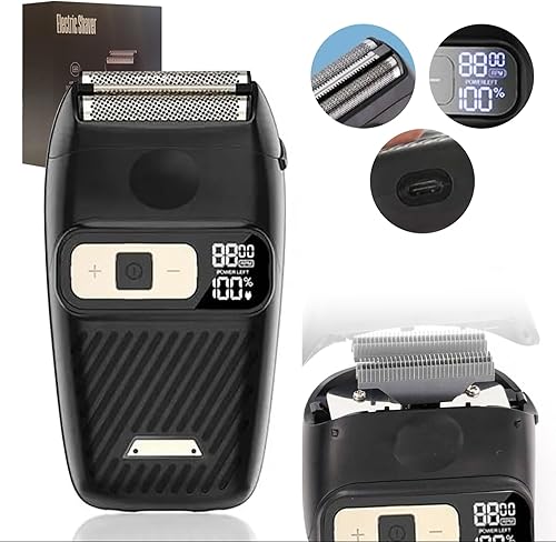 Miniatura 3 de Afeitadora eléctrica de aluminio para hombres, afeitadoras eléctricas de papel de aluminio para hombres y mujeres, pantalla LED impermeable en seco
