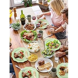 WDF 175Pcs Sage Green Plastic Plates With Gold Rim - Disposable Sage Green Plates 25guest Disposable Dinnerware Ideal for Party/Wedding/Spring Party