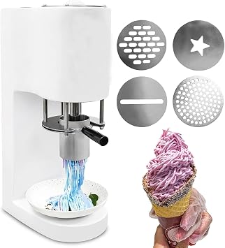 Commercial Spaghetti Ice Cream Maker,80W Electric Ice Cream Noodle Machine with 4 Mold,30L/H Handheld Electric Pasta Ice Cream Maker