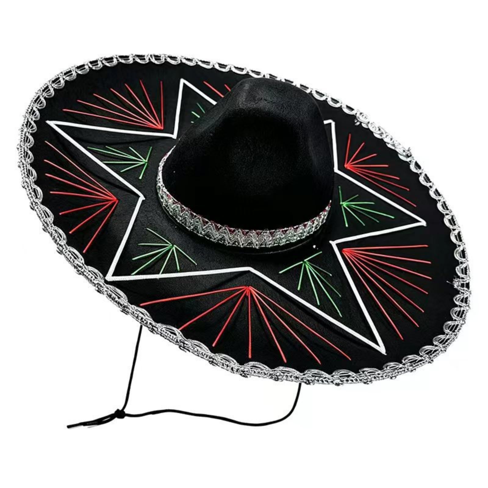 Sombrero de Fiesta Sombrero Disfraz Sombrero Tradicional Accesorio con Bordado Colorido y Extra Ancha con Sujeción Segura Adecuado para Celebraciones