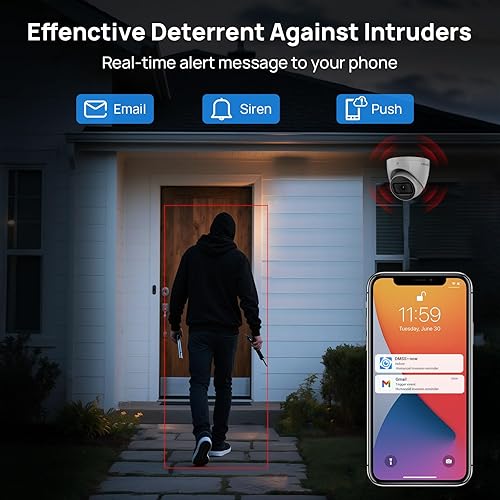 Miniatura 6 de VIKYLIN Cámara de seguridad IP Starlight 4K 8MP con micrófono incorporado, ranura para tarjeta SD de 256 GB, lente de 0.110 in, IR de 98 pies, IP67,