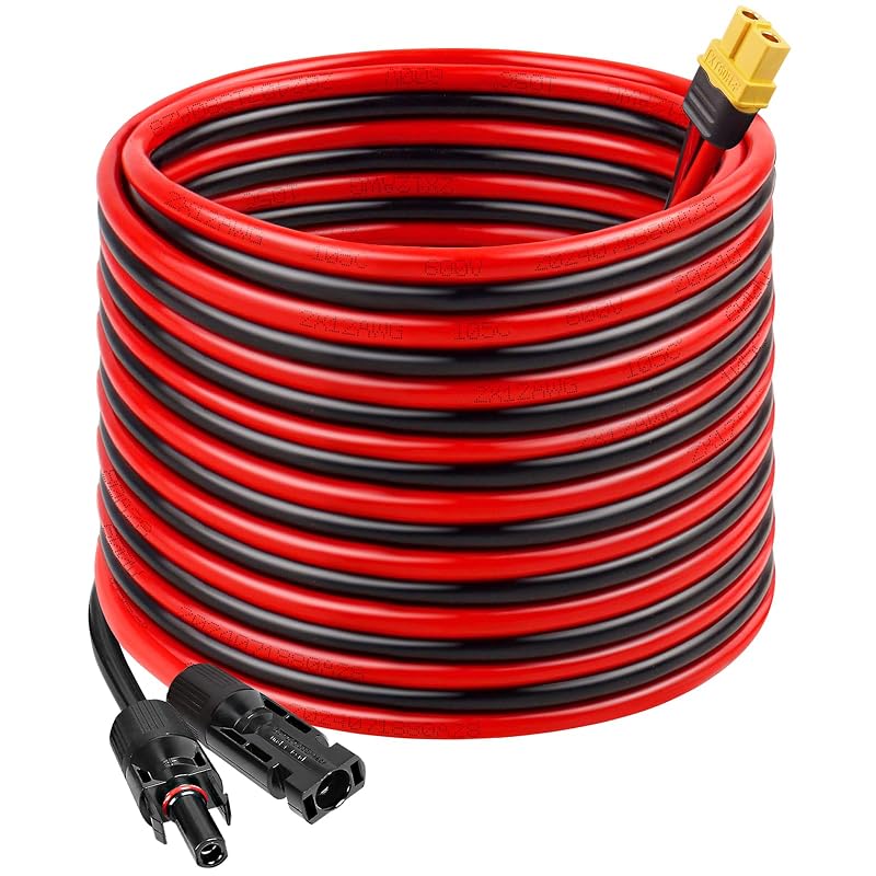 Cabo de Extensão Solar para XT60 MOOKEERF, 12AWG, 9,14 m, Conector Macho-Fêmea, 12 A