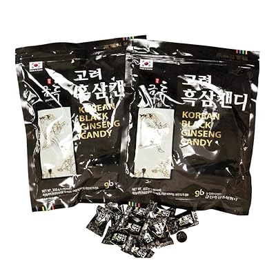 GeumHeuk Korean Panx Black Ginseng Candy 300g X 2 Bags 600g - Smooth, Breath Refresher, Healthy Candy, Best Taste and Low Sugar, Energy Candy