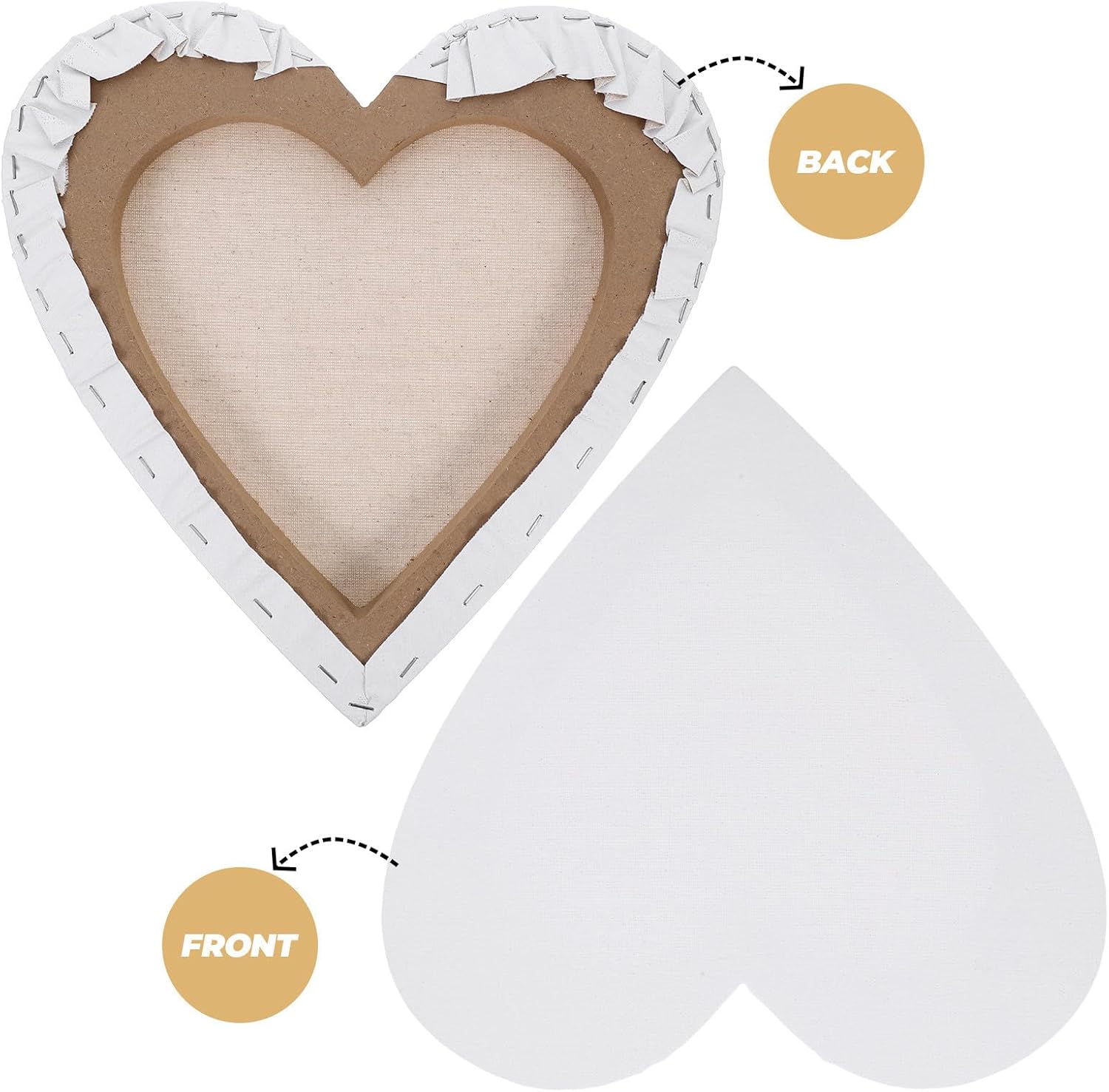 Heart Shaped Canvas Board for Acrylics, White Wood Linen Surface