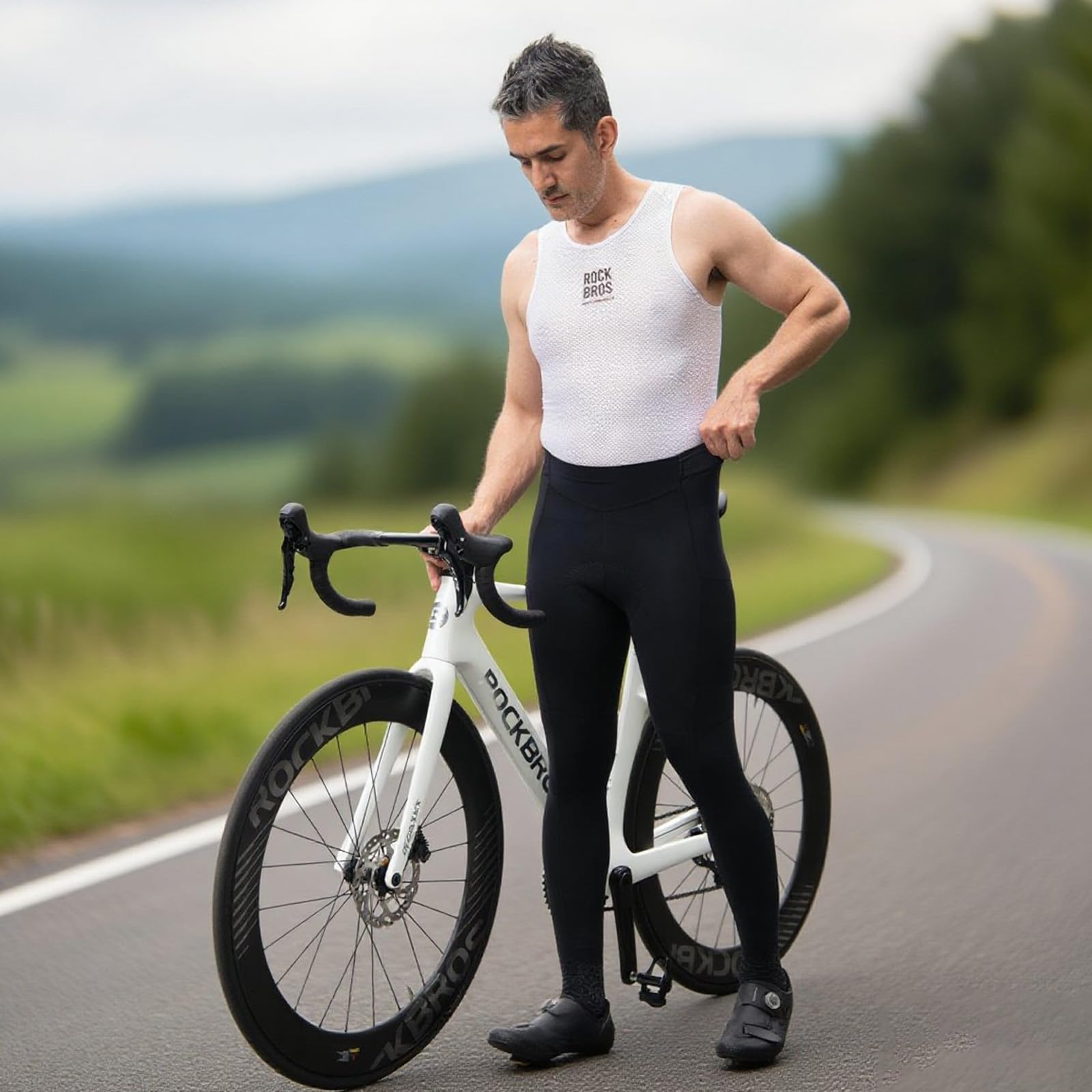 ROCKBROS Road to Sky męskie długie spodnie rowerowe, wyściełane spodnie rowerowe dla mężczyzn, elastyczne i oddychające letnie legginsy spodnie do biegania S-3XL