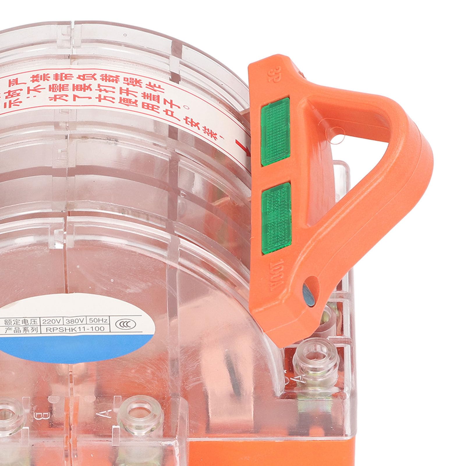 Tyenaza Interruttore Elettrico a Coltello, Interruttore a 3 Poli a 2 Vie Contatto in Ottone Coperchio Trasparente 220 V 380 V Elettrico in Rame Durevole per Interruttore Automatico (100A)