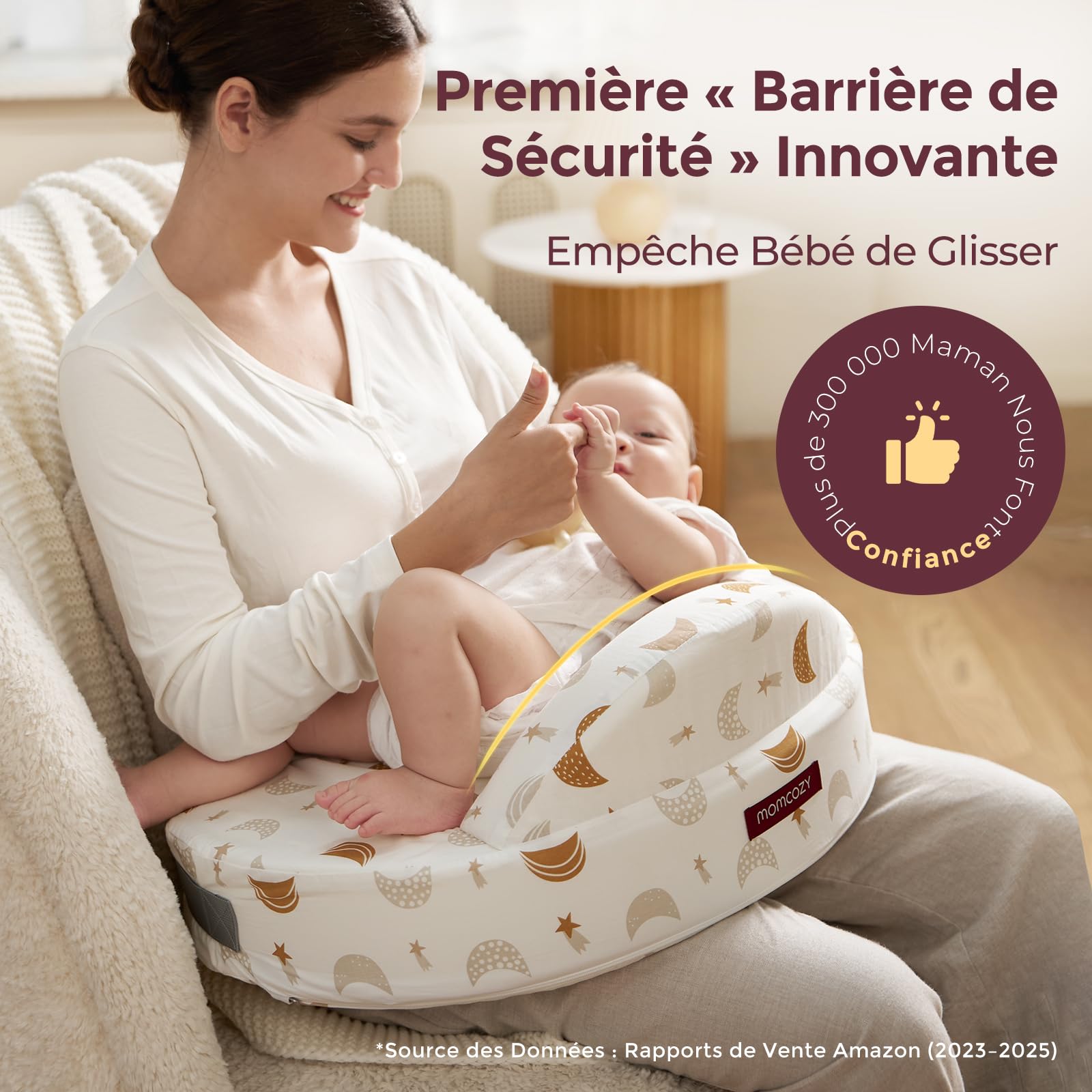momcozy Coussin d'allaitement à Protection Sécurisée - Mousse Mémoire Ferme et Élastique - Soutien Ergonomique Stable - Large, Réglable, Housse Amovible, Ciel Étoilé