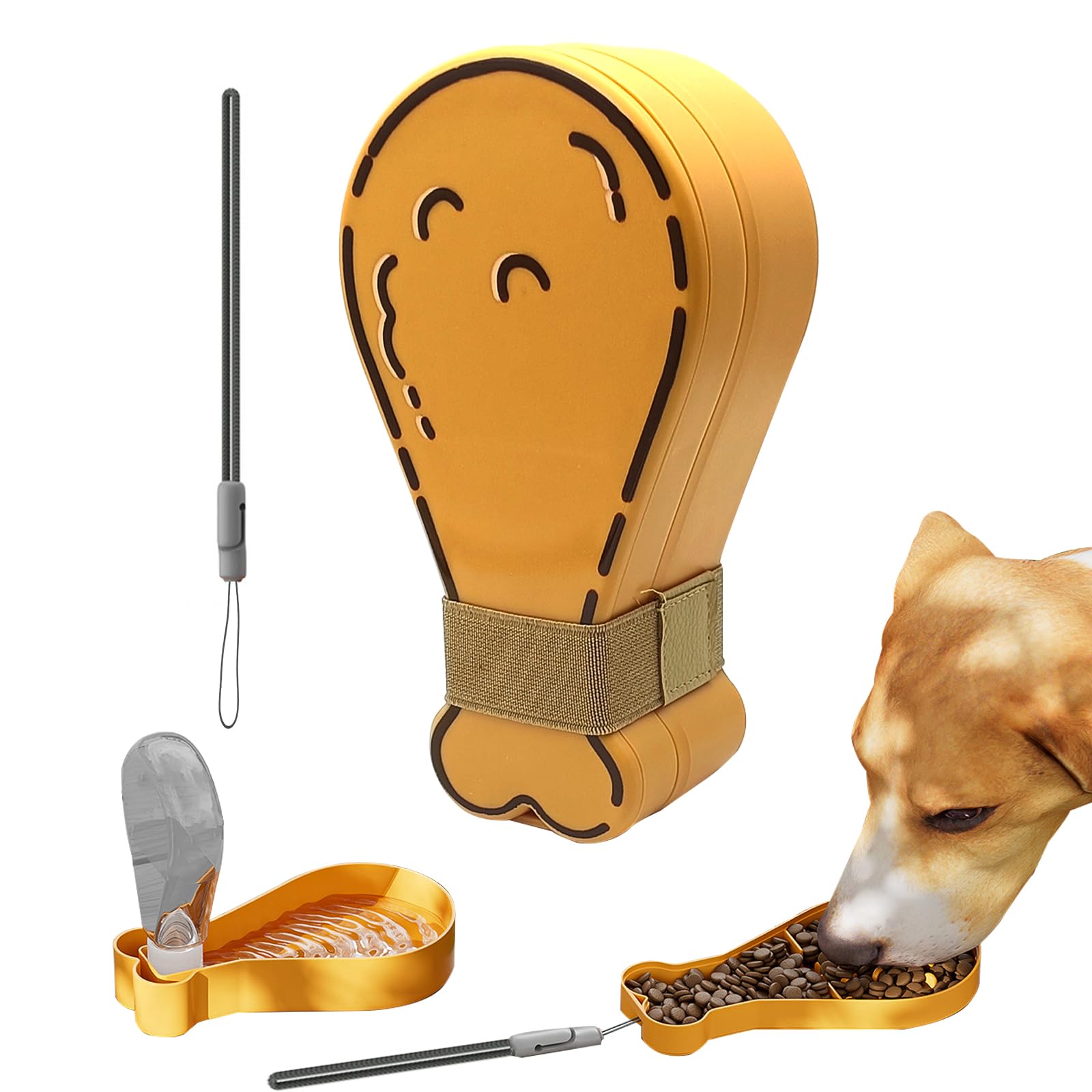 KASESSS Bebedero Perro Portatil, Multifuncional Botella Agua Perro, 200ml Botella de Agua para Perros con 90g Comedero Lento, Bebedero Portatil Perro, Botella Perro de Fugas para Viajar al Aire Libre