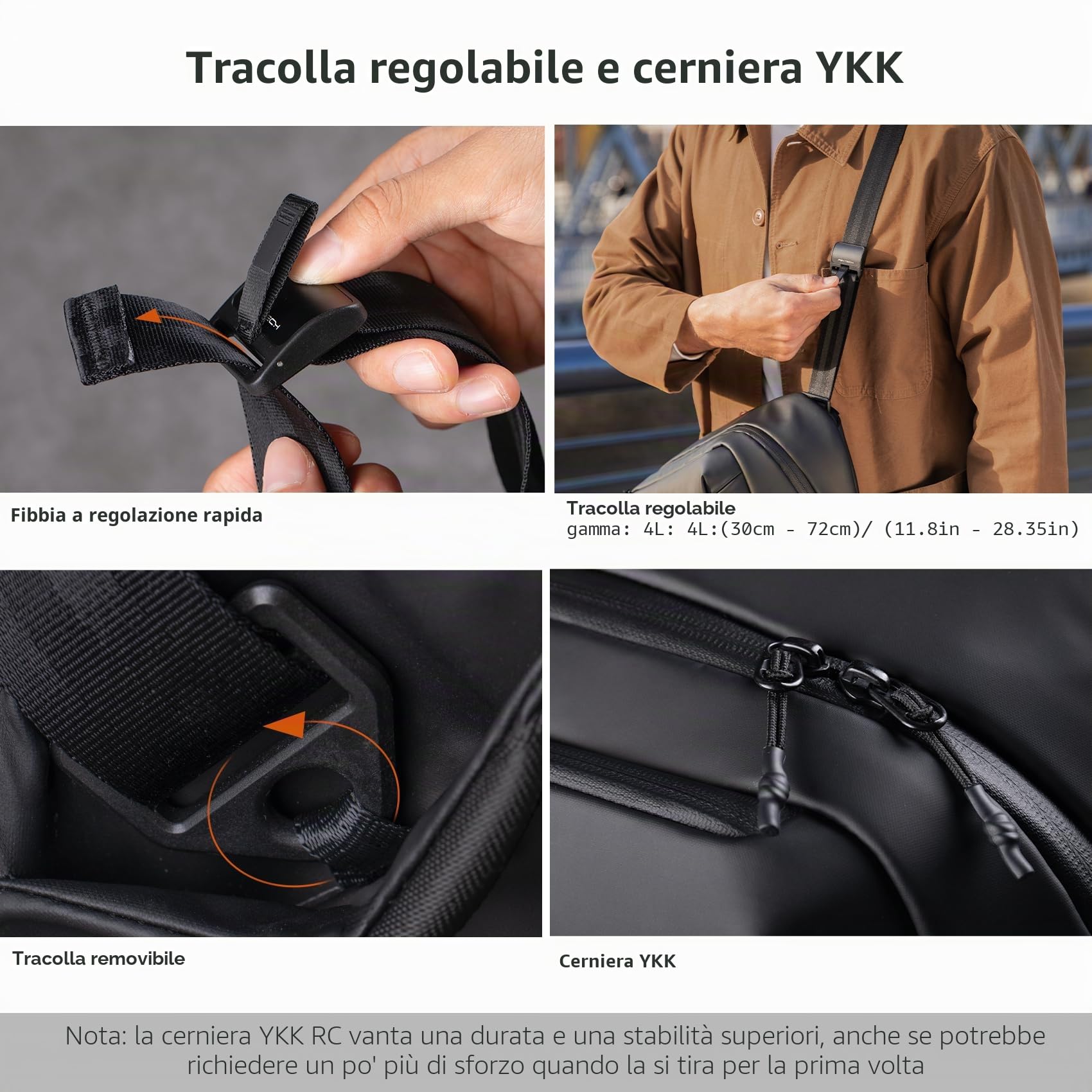PGYTECH OneGo Solo V2 Borsa Fotografica Professionale Tracolla 4L, Zaino Fotografico Piccolo Impermeabile Compatibile con Fotocamera Reflex Canon, Insta360 X4, DJI OSMO Pocket 4, iPad mini 8.3'', Nero