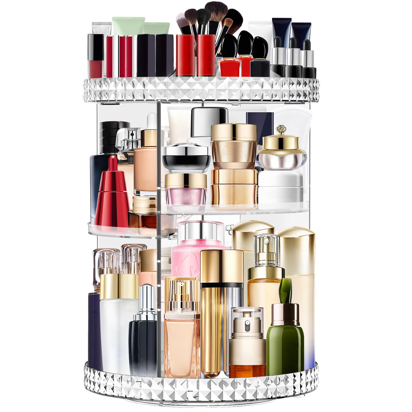Mokani 360 Degree Rotating Makeup Organiser, Cosmetics Skincare Perfume Organiser, 6 Adjustable Layers, Large Capacity Revolving Make up Storage Spinning in Vanity Table, Bedroom, Bathroom