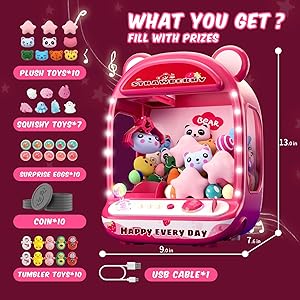 Skirfy Claws Machines for Kids,Unicorns Toys for Girls Age 6+,Mini Vending Machine with Plush Toys,Candy Dispenser Machine,Claws Game Machine,Easter Birthday Gifts for Kids