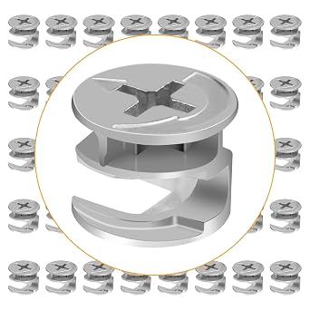 Aifeier ET 40 Pcs Furniture Cam Lock Fittings, 15mm x 11mm Cam Lock Nut Connector Fasteners Furniture Connecting Hardware Parts for Cabinet Drawers Wardrobe Dresser