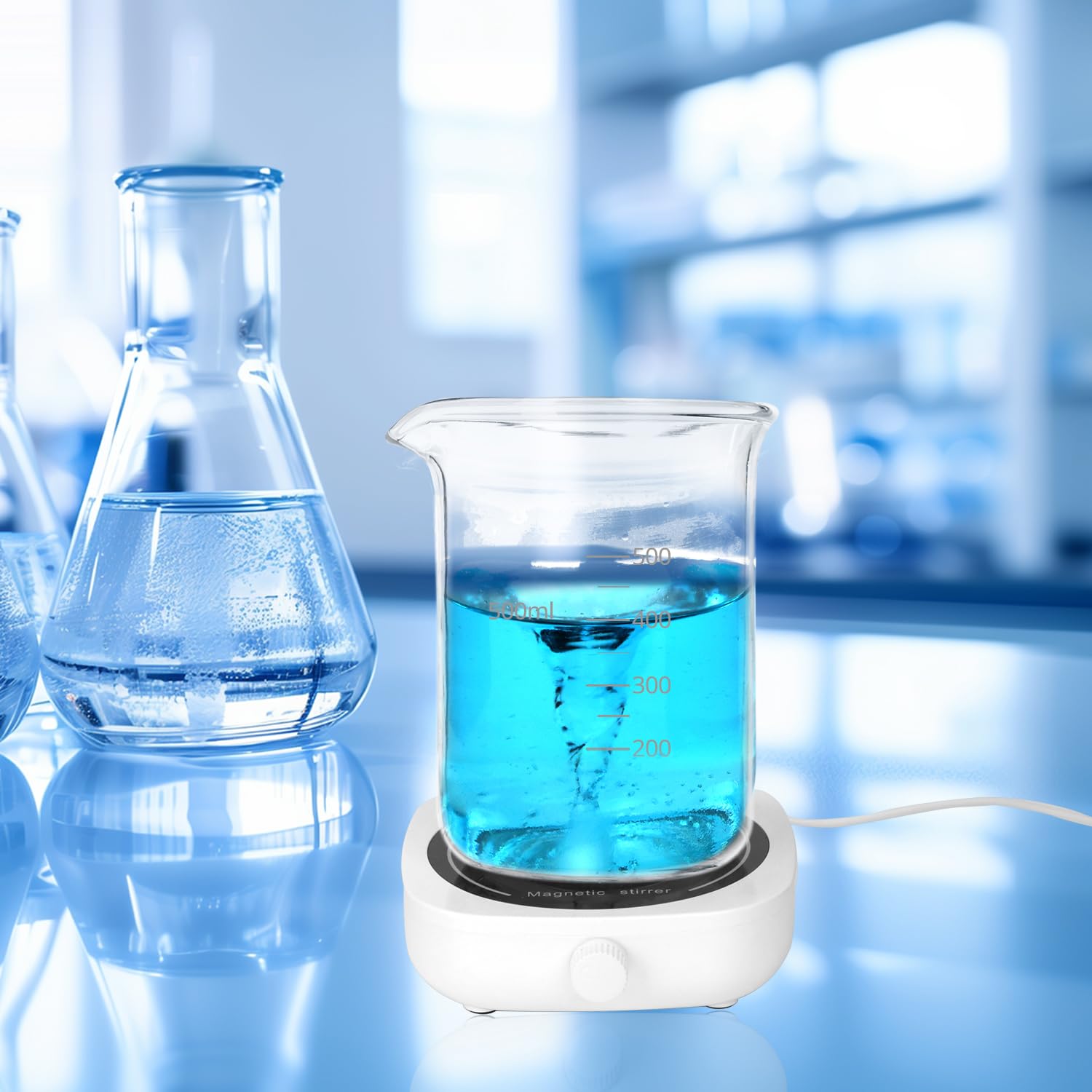 QWORK® USB-betriebener Magnetrührer, mit einstellbarer Geschwindigkeit von 2000 U/min, 1000 ml Fassungsvermögen, ideal für Labor und Heimbrauen