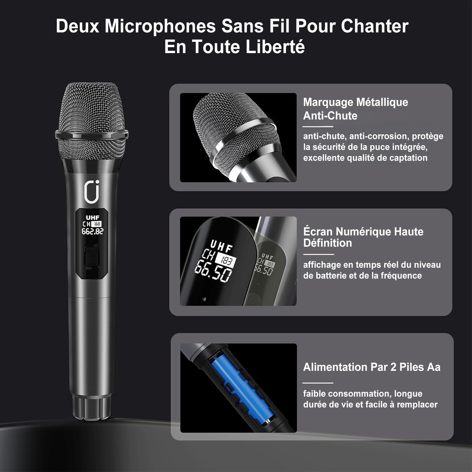 HWWR Karaoke Adulte avec 2 Microphones, Karaoké Professionnel Portable Bluetooth 5.3 avec LED, 80W Puissance Enceinte Micro, Haut-Parleur Amplifié Portable Système Karaoké Soutien REC/USB/TF/AUX
