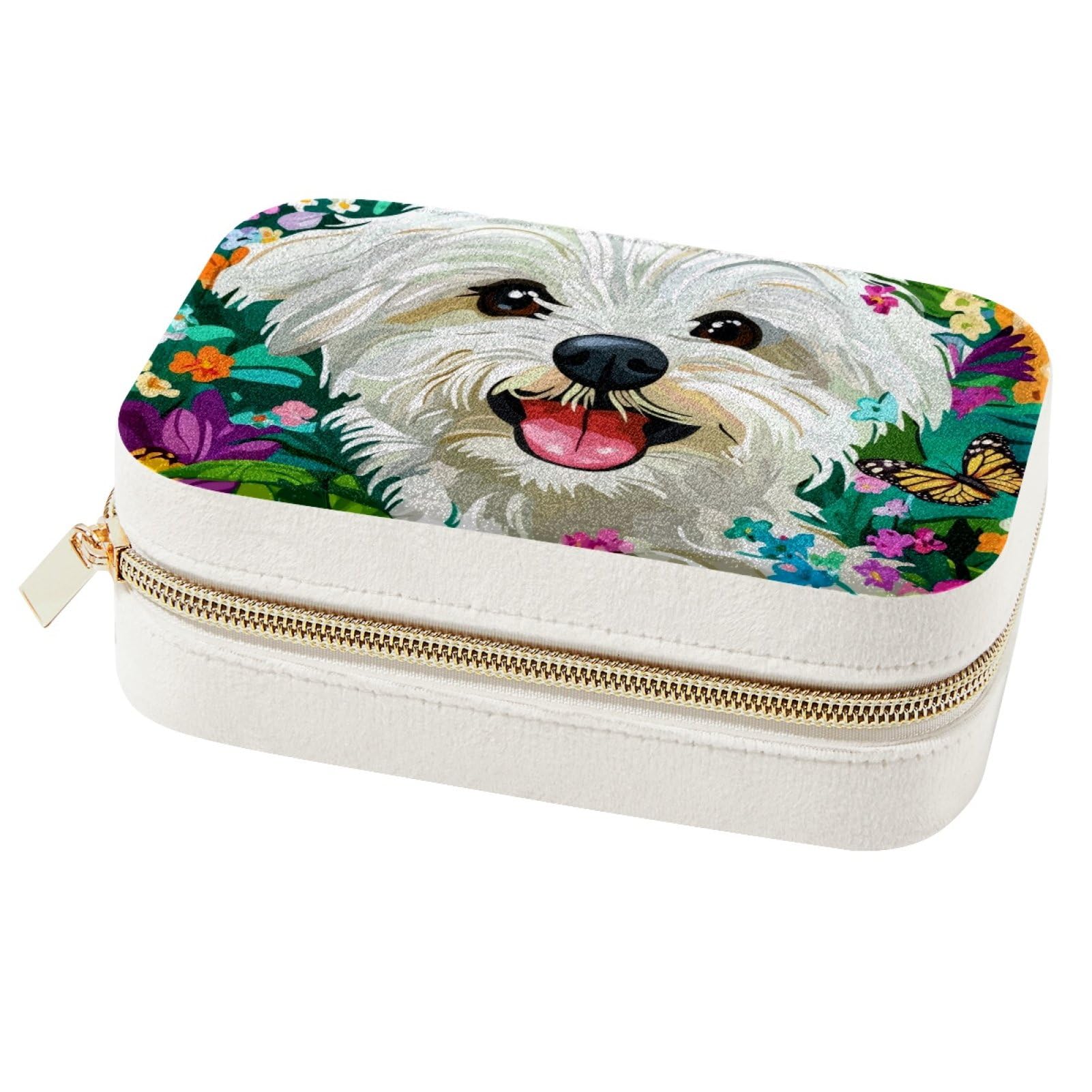 Boîte à bijoux portable chien voyage bagues colliers