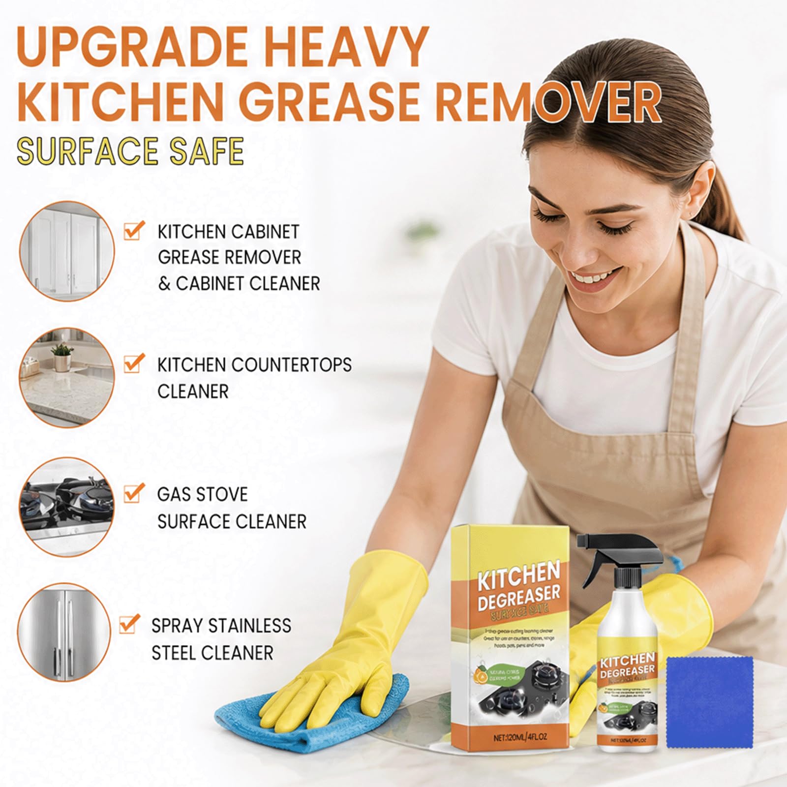 Potente kit per la pulizia della schiuma di grasso da cucina per tutti g * * * * * *: dispositivo di rimozione del grasso e deodorante ad azione rapida, schiuma senza risciacquo (5 pezzi)