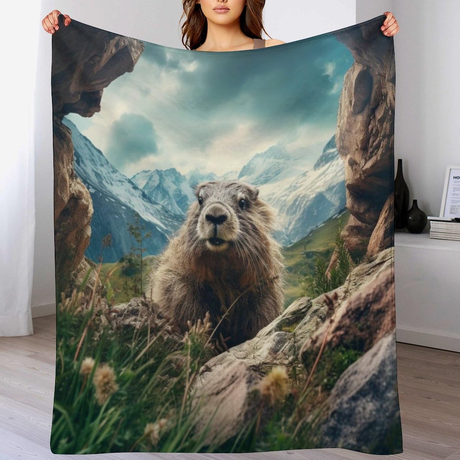 Couverture polaire douce marmotte plaid canapé pour vos soirées cocooning