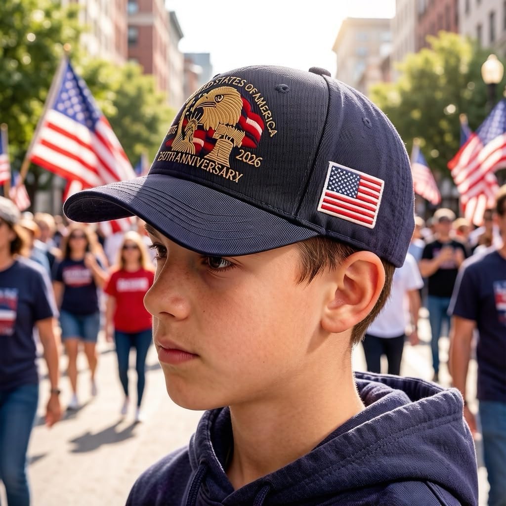 USA 250th Anniversary Adjustable Thickened Baseball Cap with Eagle, Bell, Statue of Liberty Embroidered, 1776-2026 Hat