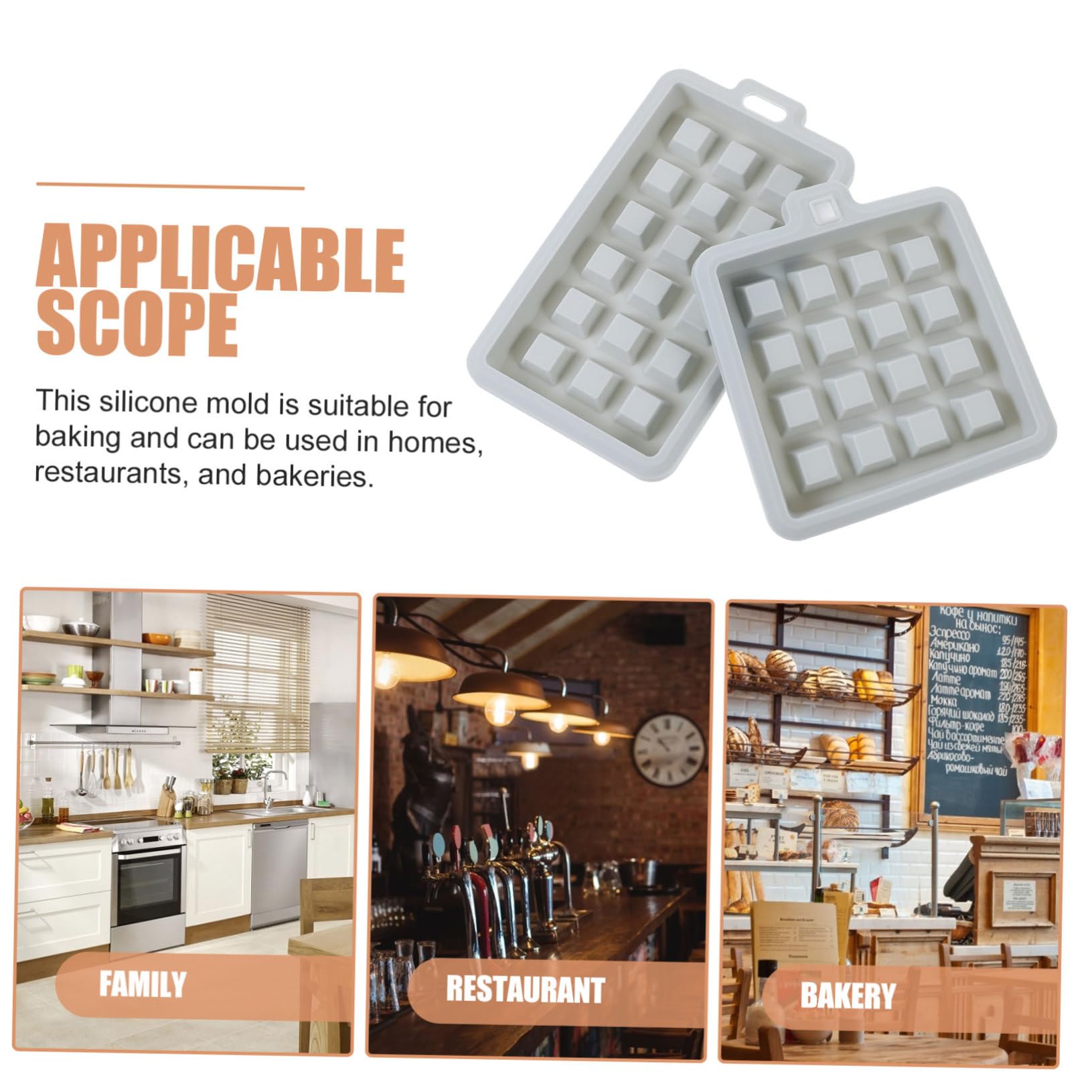 GRIRIW 2Pcs Silicone Waffle Mold and Cake Making Molds for Baking Non Stick Waffle Maker Molds for Desserts and Food