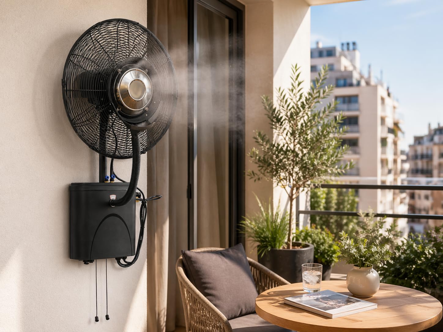 O'FRESH Ventilateur Brumisateur Mural Extérieur 80 m² Haute Performance