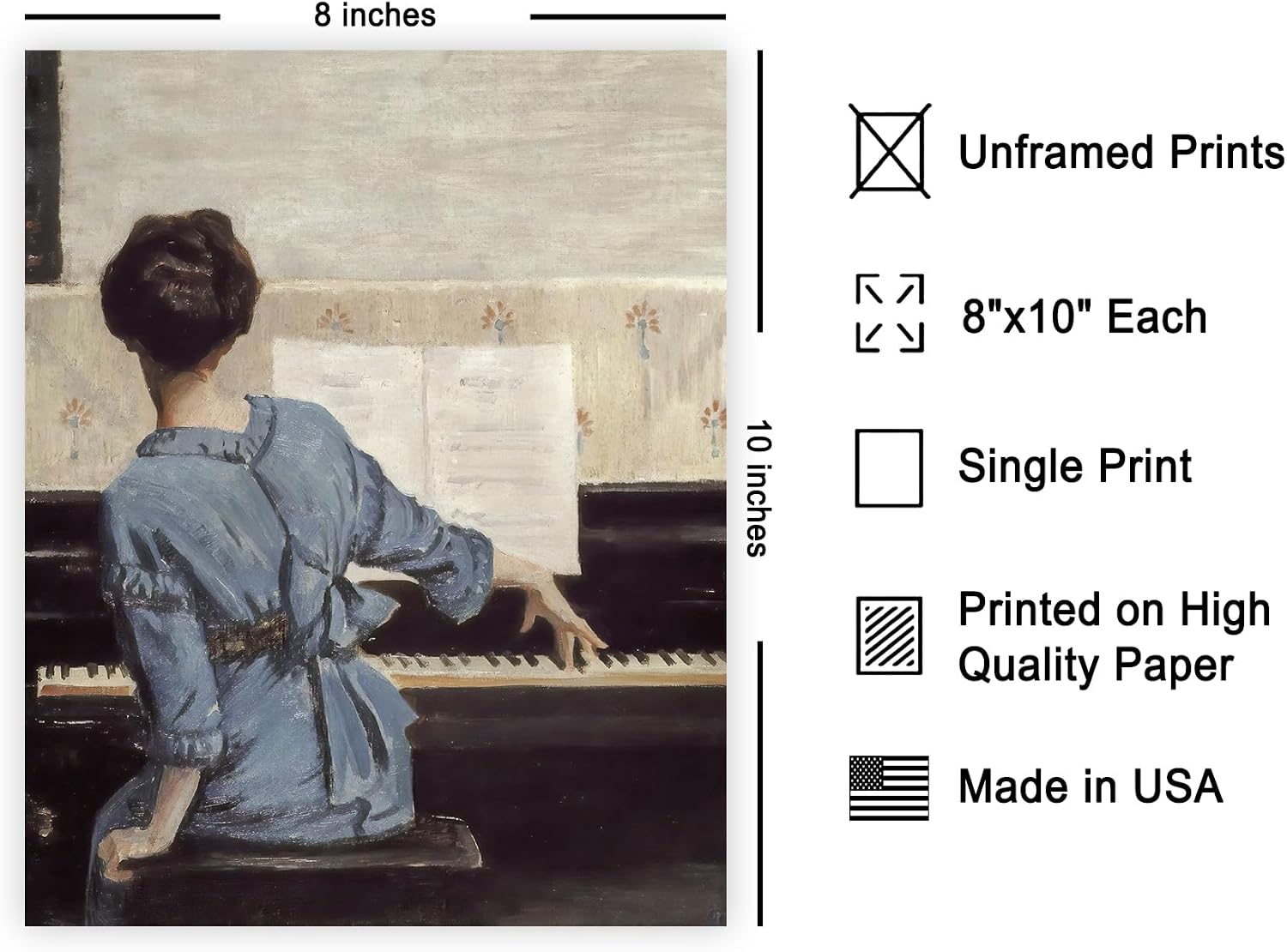 Poster Master Vintage The Keynote Painting Poster - Retro Woman By the Piano Print - Impressionism Art - Gift for Men & Women - Decor for Office, Living Room or Music Room - 8x10 UNFRAMED Wall Art