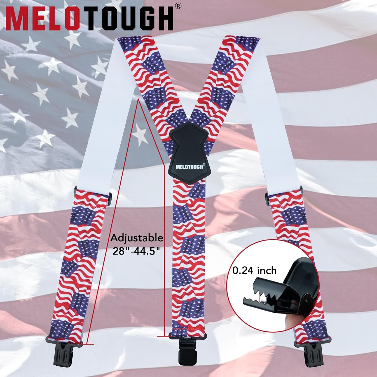 MELOTOUGH Men's Suspenders 2 Inch Wide Elastic Y Back Suspenders for Men Heavy Duty Suspender with Strong Clip for Pants - Image 3